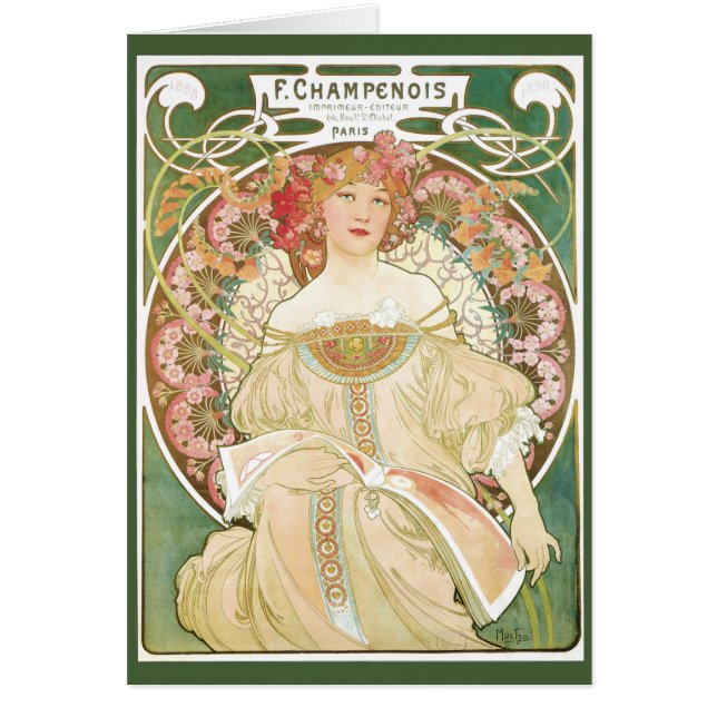 Art Nouveau vintage, Champenois, de Alphonse Mucha (Frente)