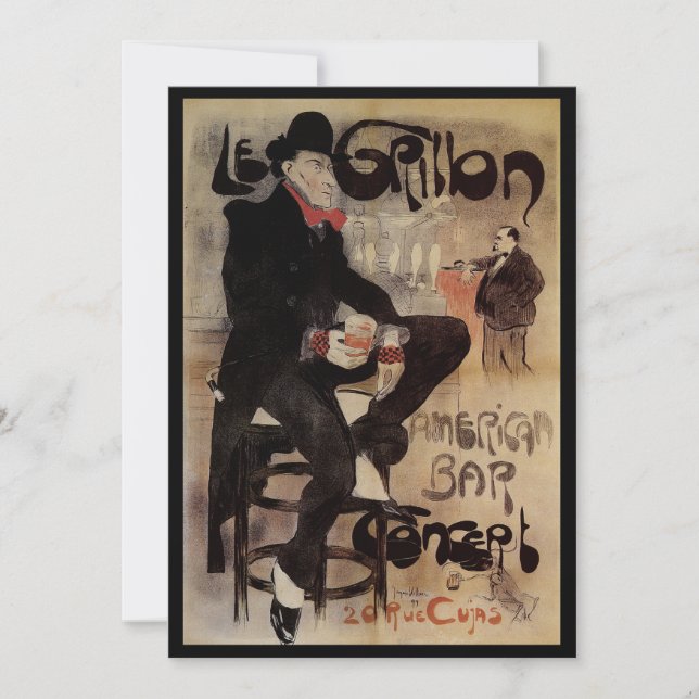 Art Nouveau vintage Le Grillon, cerveza de hombre (Anverso)