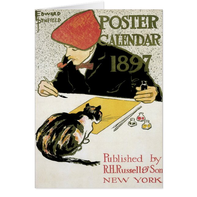 Art Nouveau vintage, pintura artística con gato Ma (Frente)