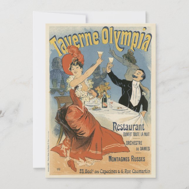 Art Nouveau vintage, restaurante Taverne Olympia (Anverso)
