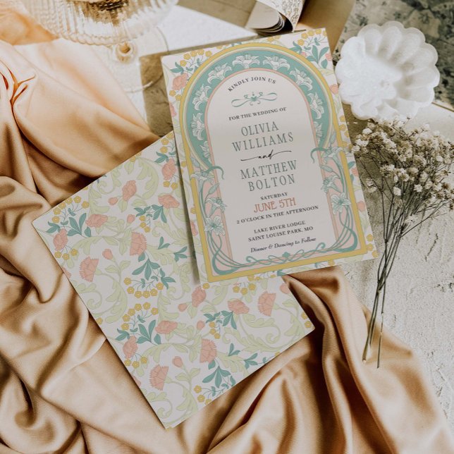Art Nouveau Wedding Invitación Deco de época (Subido por el creador)
