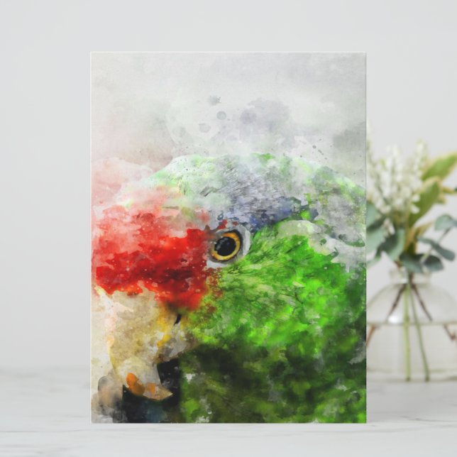 Art Watercolor Parrot Green Parakeet Gift (Anverso de pie)