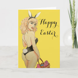 Arte a mano feliz de la tarjeta de pascua