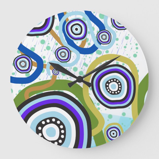 arte aborigen contemporáneo reloj de pared (Anverso)