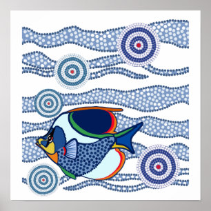 Arte aborigen Fish-01 del punto