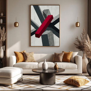 Arte abstracto 3D rojo negro blanco atrevido