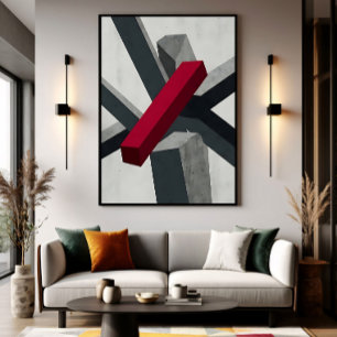 Arte abstracto 3D rojo negro blanco atrevido