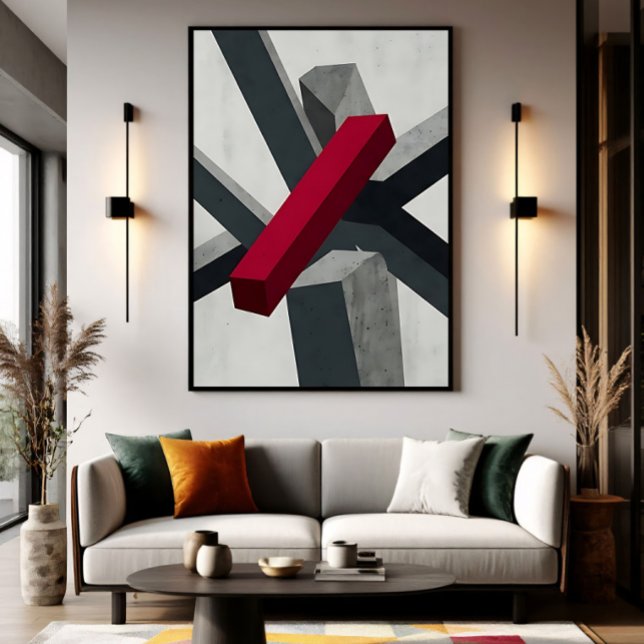 Arte abstracto 3D rojo negro blanco atrevido (Subido por el creador)