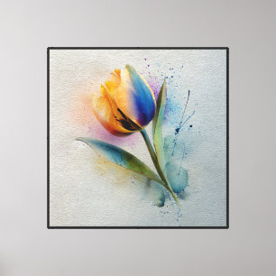 Arte abstracto acuarela salpicadura tulipán arcoír