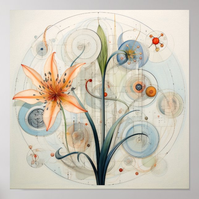 Arte abstracto adorable flor de lirio -Lirio (Frente)