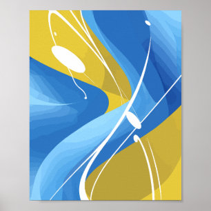 Arte abstracto amarillo y azul que fluye