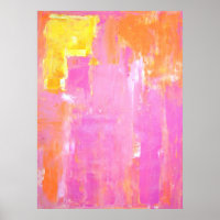 Arte abstracto "arrinconado" rosa y Naranja