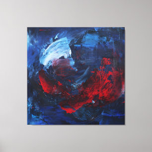 Arte abstracto atrevido de rojo azulado intenso en