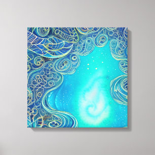 Arte abstracto azul y turquesa