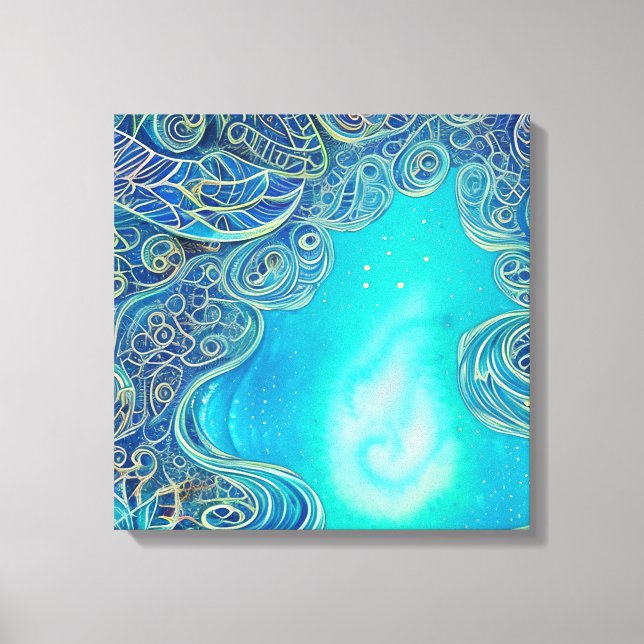 Arte abstracto azul y turquesa (Anverso)