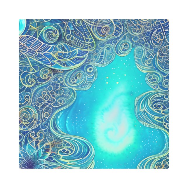 Arte abstracto azul y Verde azulado (Anverso)