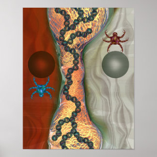 Arte abstracto biológico de ciencia ficción con or