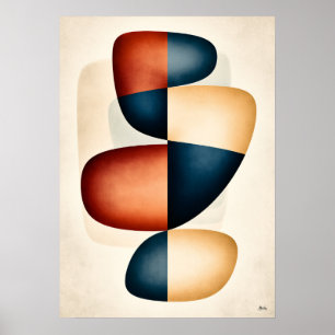 Arte abstracto biomorfo Japandi de armonía apilada