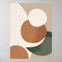 Arte abstracto boho minimalista naranja beige verd