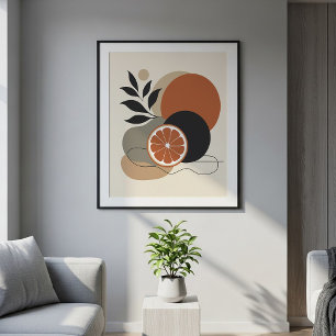 Arte abstracto boho moderno naranja y terracota