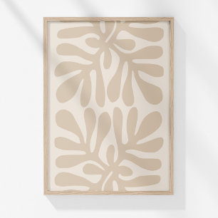 Arte abstracto botánico boho neutral en impresión 