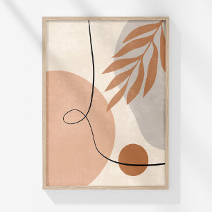 Arte abstracto botánico de línea artística boho ne