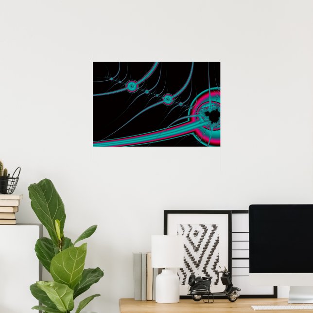ARTE ABSTRACTO CIBERNÉTICO DE NEÓN (Oficina en casa)