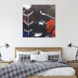 Arte abstracto con acentos plateado, cobre y rojo