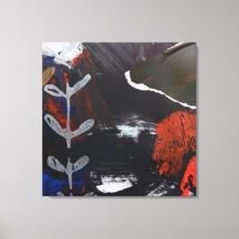 Arte abstracto con acentos plateado, cobre y rojo