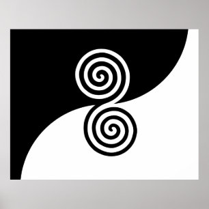 Arte abstracto con círculos en espiral en blanco y