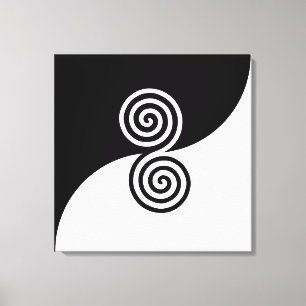 Arte abstracto con círculos espirales en blanco y 