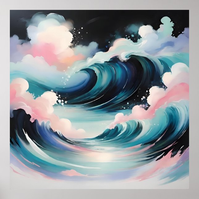 Arte abstracto con olas oceánicas (Frente)
