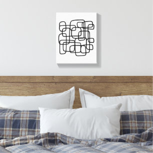 Arte abstracto contemporáneo de línea en negro y b
