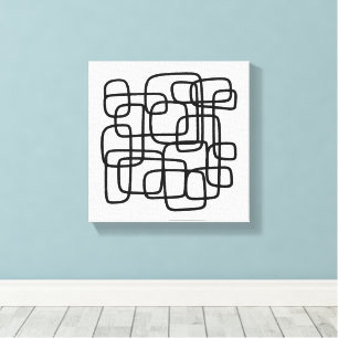 Arte abstracto contemporáneo de líneas en negro y 