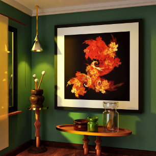 Arte abstracto de aves de fuego bailando