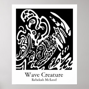 Arte abstracto de B&W "Wave Creature"