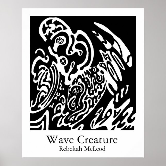 Arte abstracto de B&W "Wave Creature" (Frente)