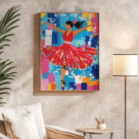 Arte abstracto de bailarina de salsa con vestido r