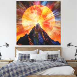 Arte abstracto de brillo de luna en la montaña