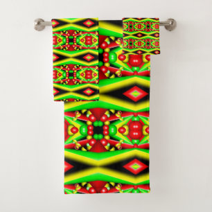 Arte abstracto de burbujas y rayas verdes rojas am