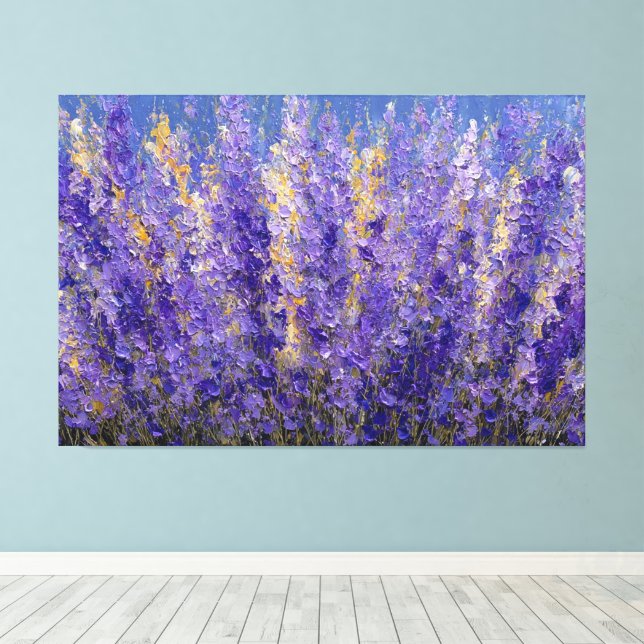 Arte abstracto de campo de flores de violeta lavan (Insitu (piso de madera))