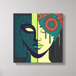 Arte abstracto de cara dividida en mandala