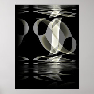 Arte abstracto de cartel reflexión negro blanco