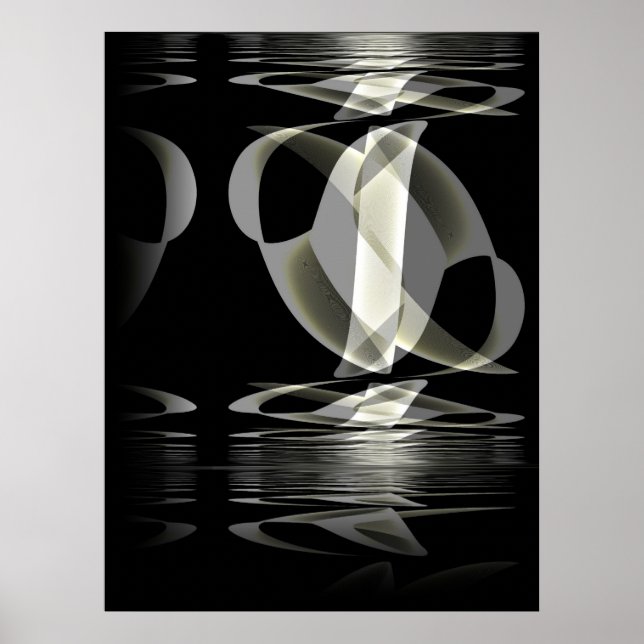 Arte abstracto de cartel reflexión negro blanco (Frente)