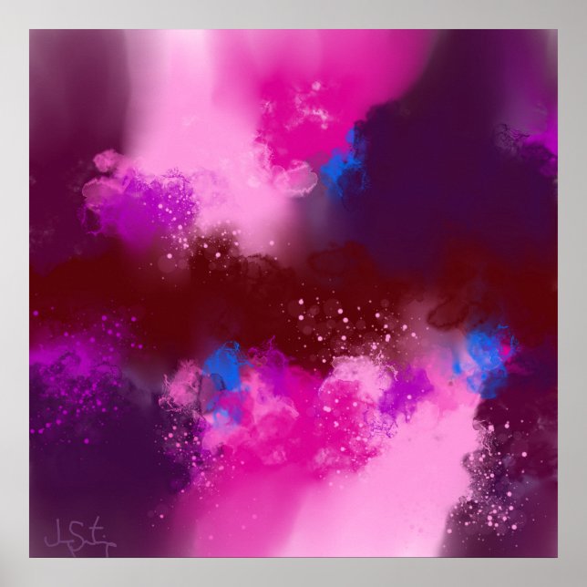 Arte abstracto de color azul violeta magenta púrpu (Frente)