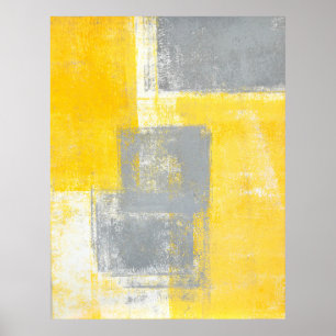 Arte abstracto de color gris y amarillo "High Dive