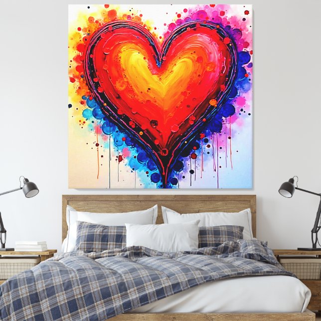 Arte abstracto de corazón con salpicaduras vibrant (Insitu(Dormitorio))