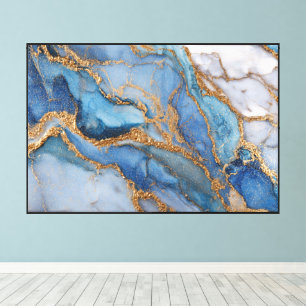 Arte abstracto de filón mineral turquesa y dorado