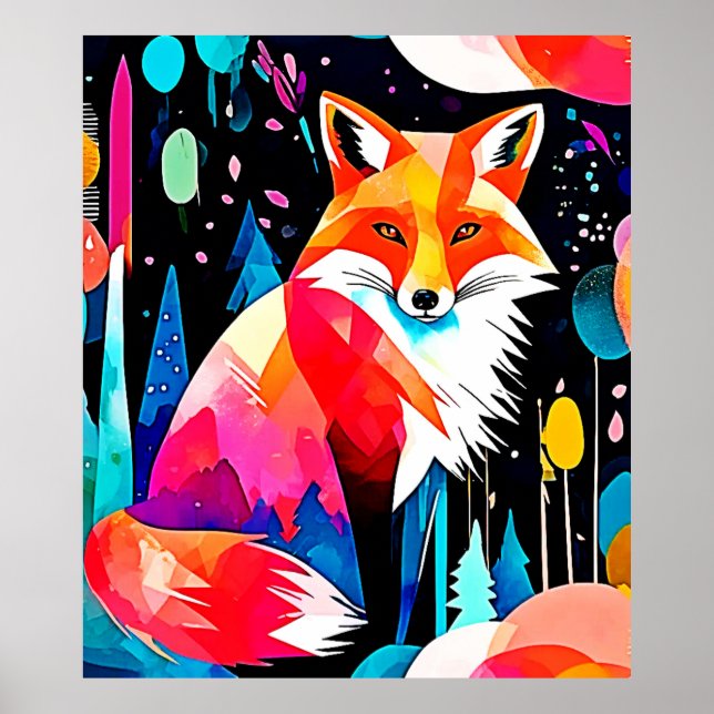 Arte abstracto de Fox colorida (Frente)