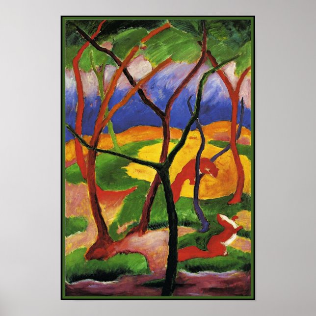 arte abstracto de Franz Marc, Comadrejas Jugando (Frente)